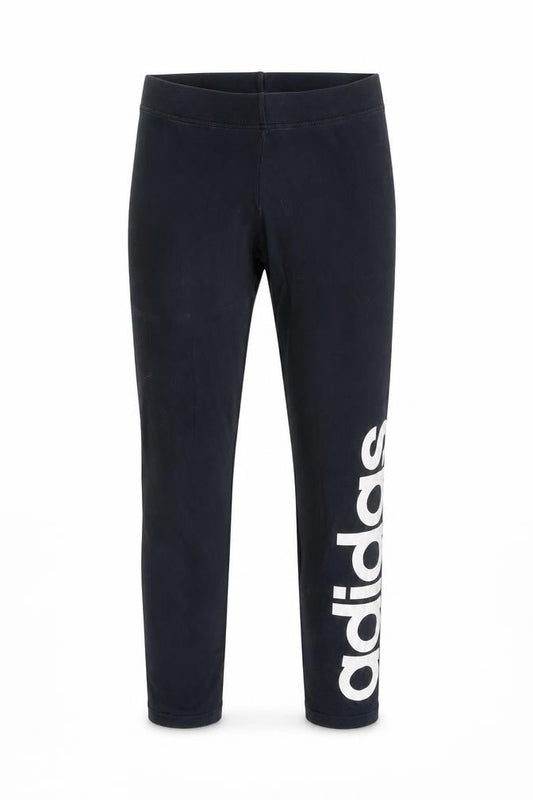 Front view of adidas girls’ black ankle leggings xs elastic waist