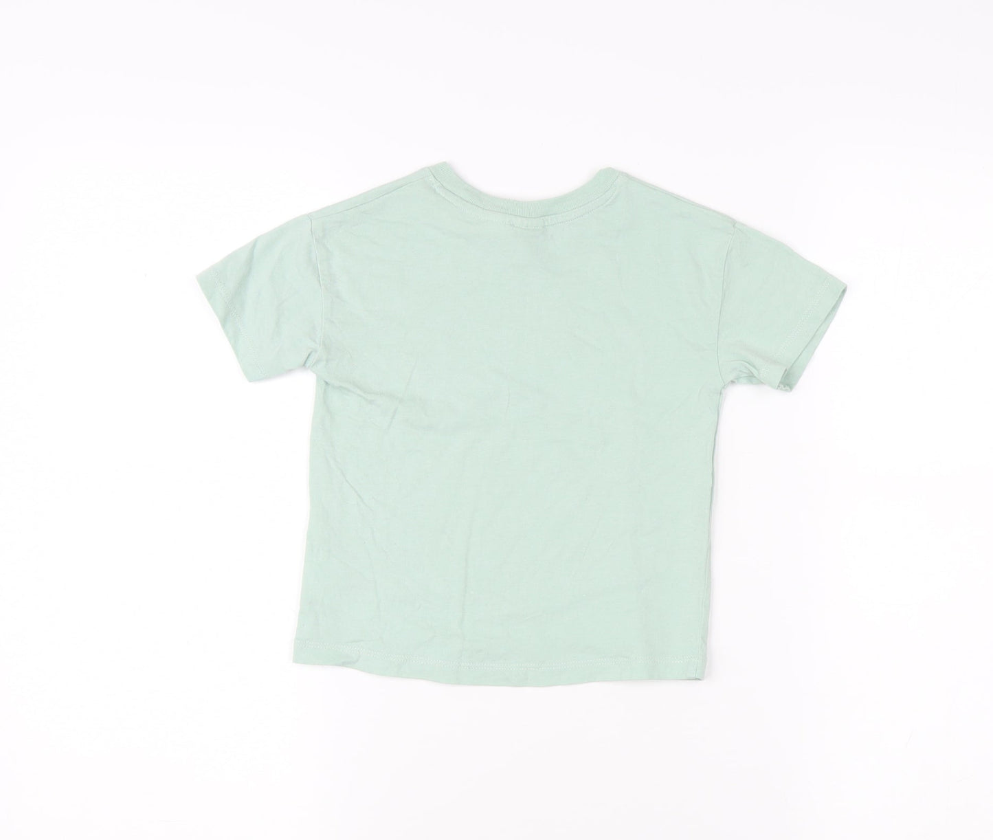 H&M Boys Green Marvel T-Shirt 2-3 Years Graphic Print Crew Neck