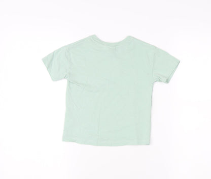 H&M Boys Green Marvel T-Shirt 2-3 Years Graphic Print Crew Neck