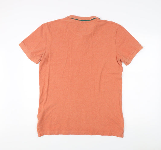White Stuff Men's Orange Polo Shirt Medium