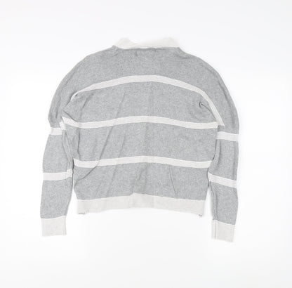 Kangol Women's Grey Striped Pullover Jumper Size 12