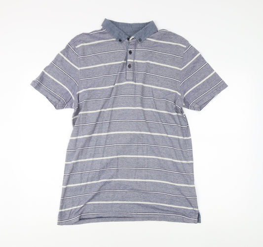 Jasper Conran Men's Blue Striped Polo Shirt M - Stylish & Comfortable