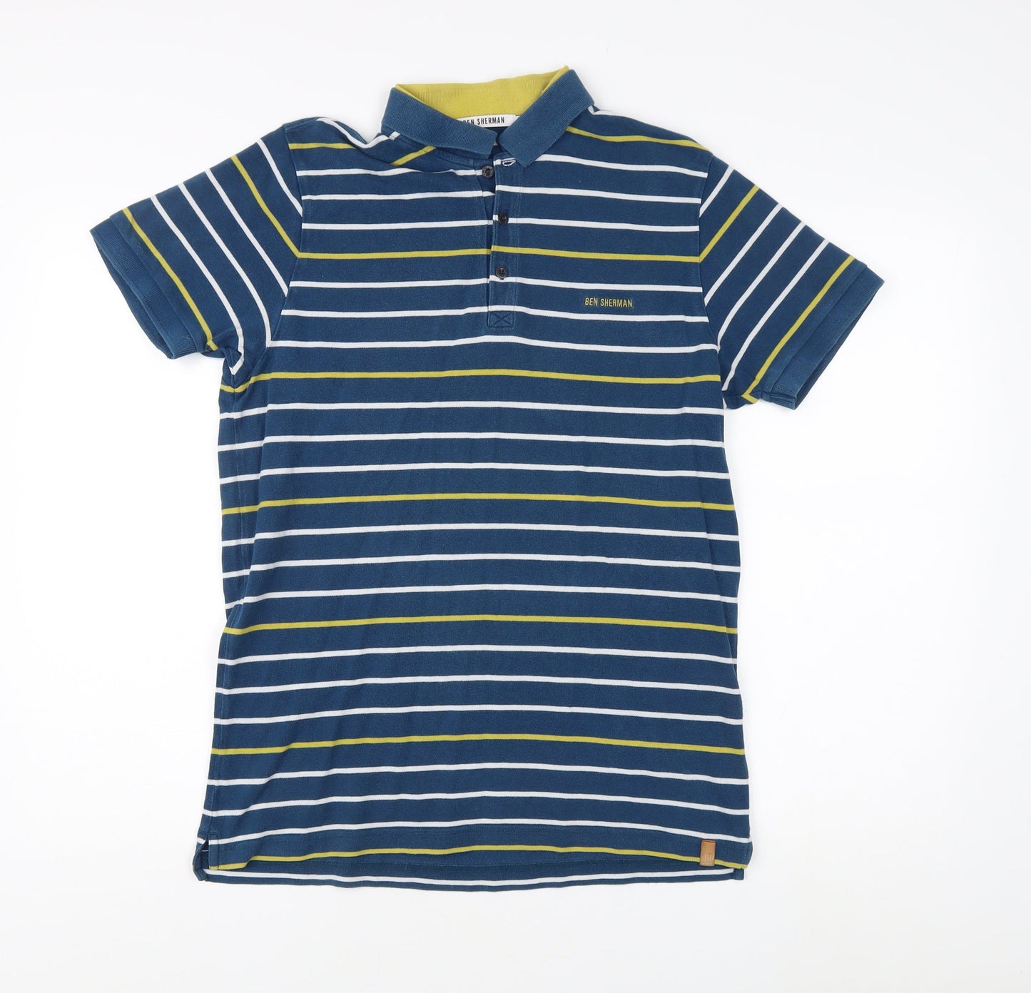 Ben Sherman Men's Blue striped Polo Shirt, Size Medium.
