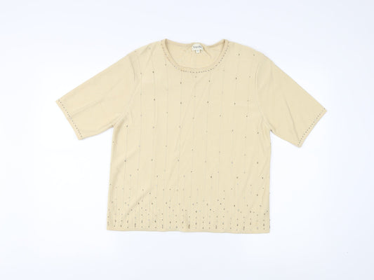 Womens UK Size M Viyella Beige Jersey T-Shirt