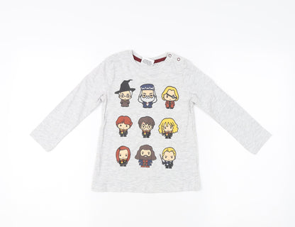 Harry Potter Boys Grey Cartoon Long Sleeve T-Shirt 2-3 Years