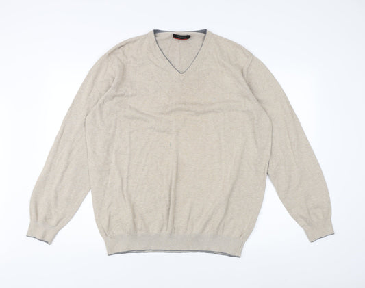 Pierre Cardin Men's Beige V-Neck Pullover Jumper L