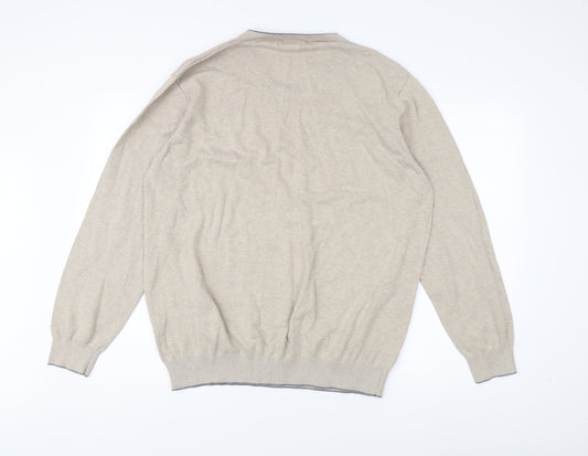 Pierre Cardin Men's Beige V-Neck Pullover Jumper L