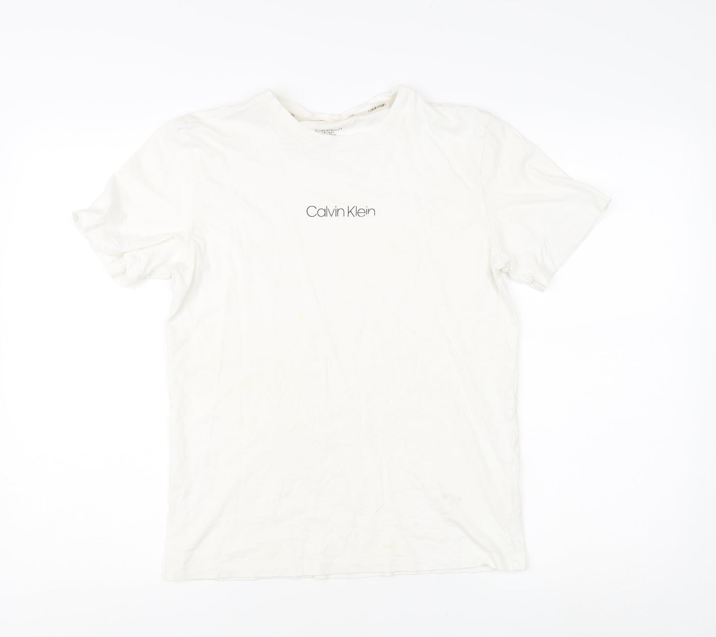 Calvin Klein Kids Unisex White T-Shirt, Size 14-15 Years