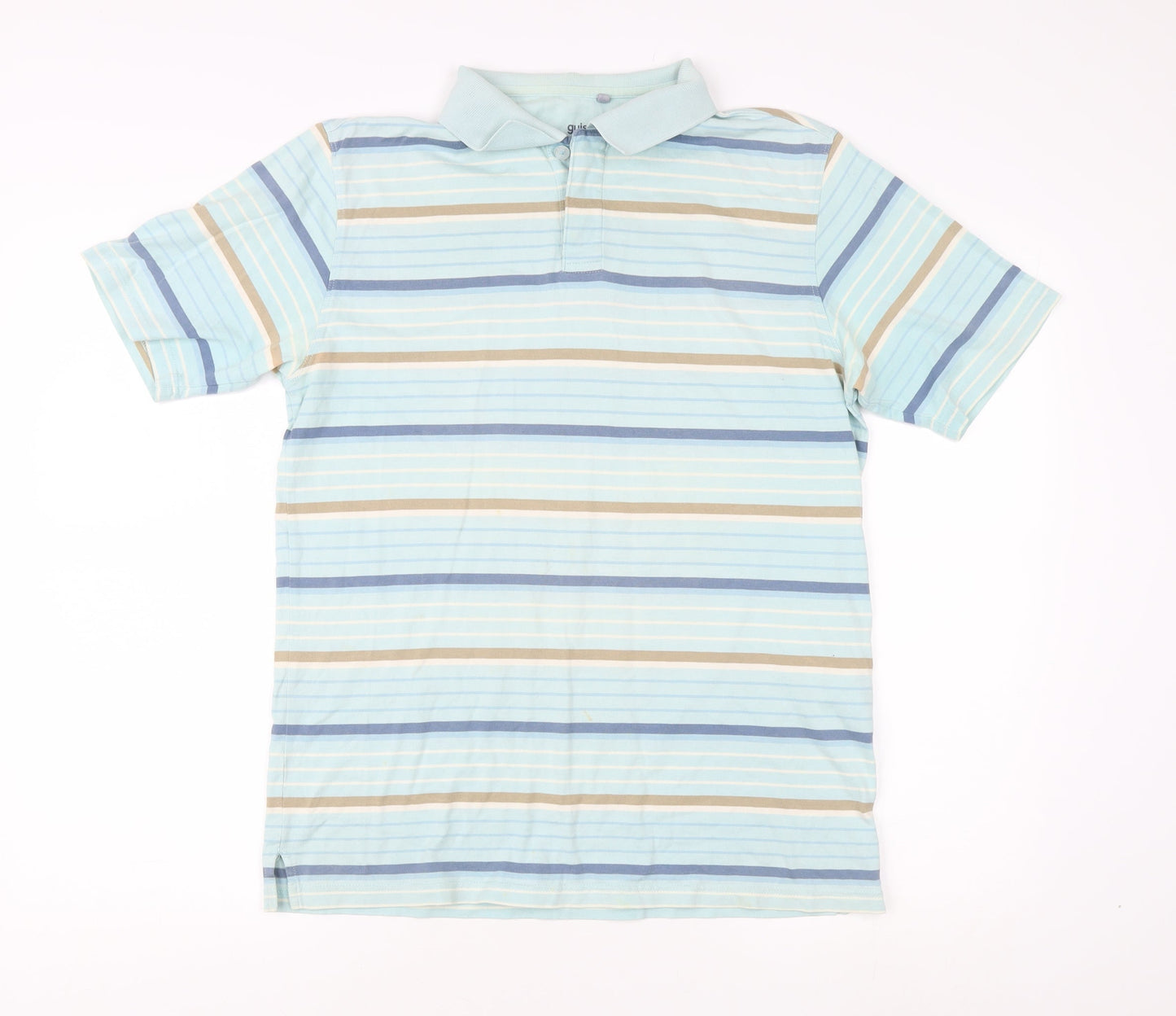 Guise Men's Blue Striped Medium Polo Shirt