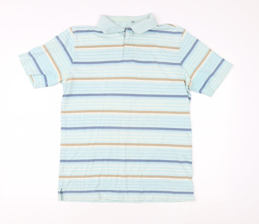 Guise Men's Blue Striped Medium Polo Shirt