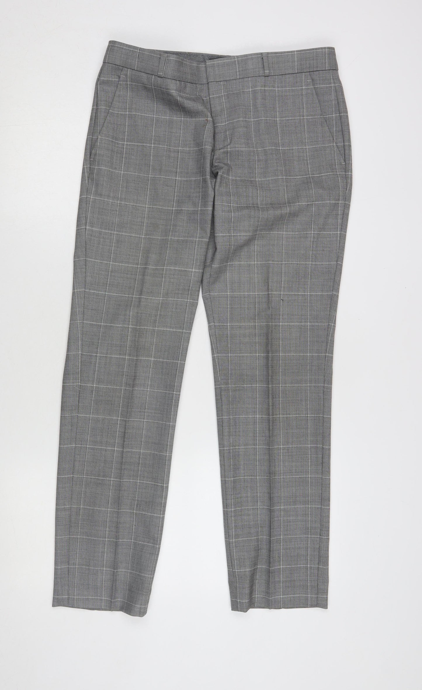 Banana Republic Women's Grey Check Trousers Size 12