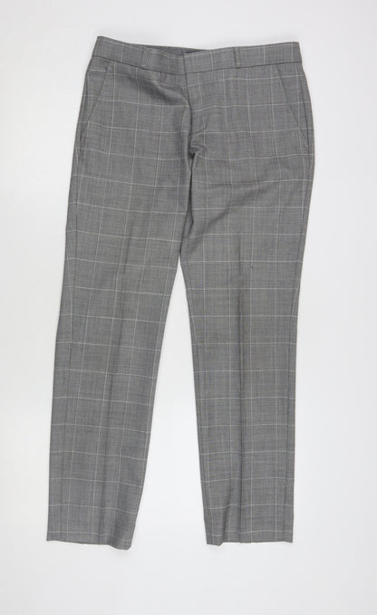 Banana Republic Women's Grey Check Trousers Size 12
