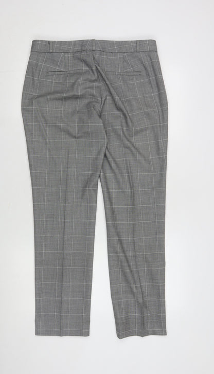 Banana Republic Women's Grey Check Trousers Size 12