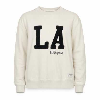 Front view of The Stronghold Ivory unisex medium pullover sweatshirt