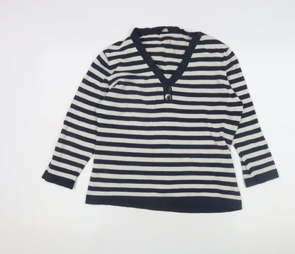 Jaeger Women's Multicoloured Striped Henley Jumper L