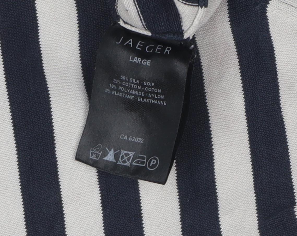 Jaeger Women's Multicoloured Striped Henley Jumper L