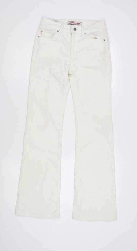 Superdry Women's White Flared Trousers, Size 26