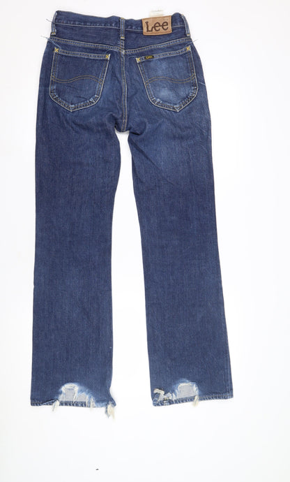 Lee Men's Blue Straight Jeans 29W 34L Vintage Distressed