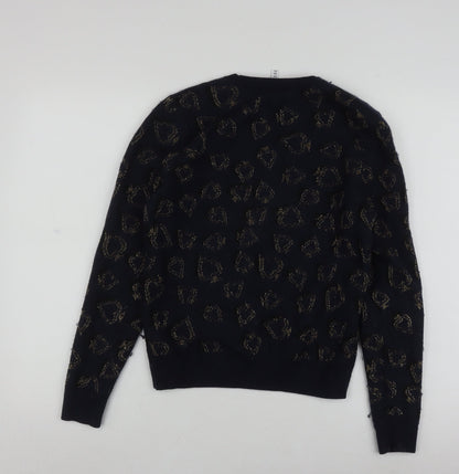 Women’s Black XS Animal Print Pullover Jumper