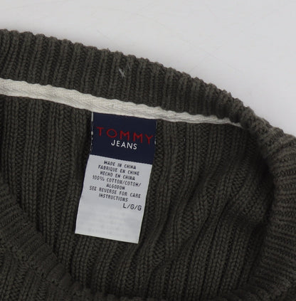 Tommy Jeans Men's Green Pullover Jumper L Crew Neck