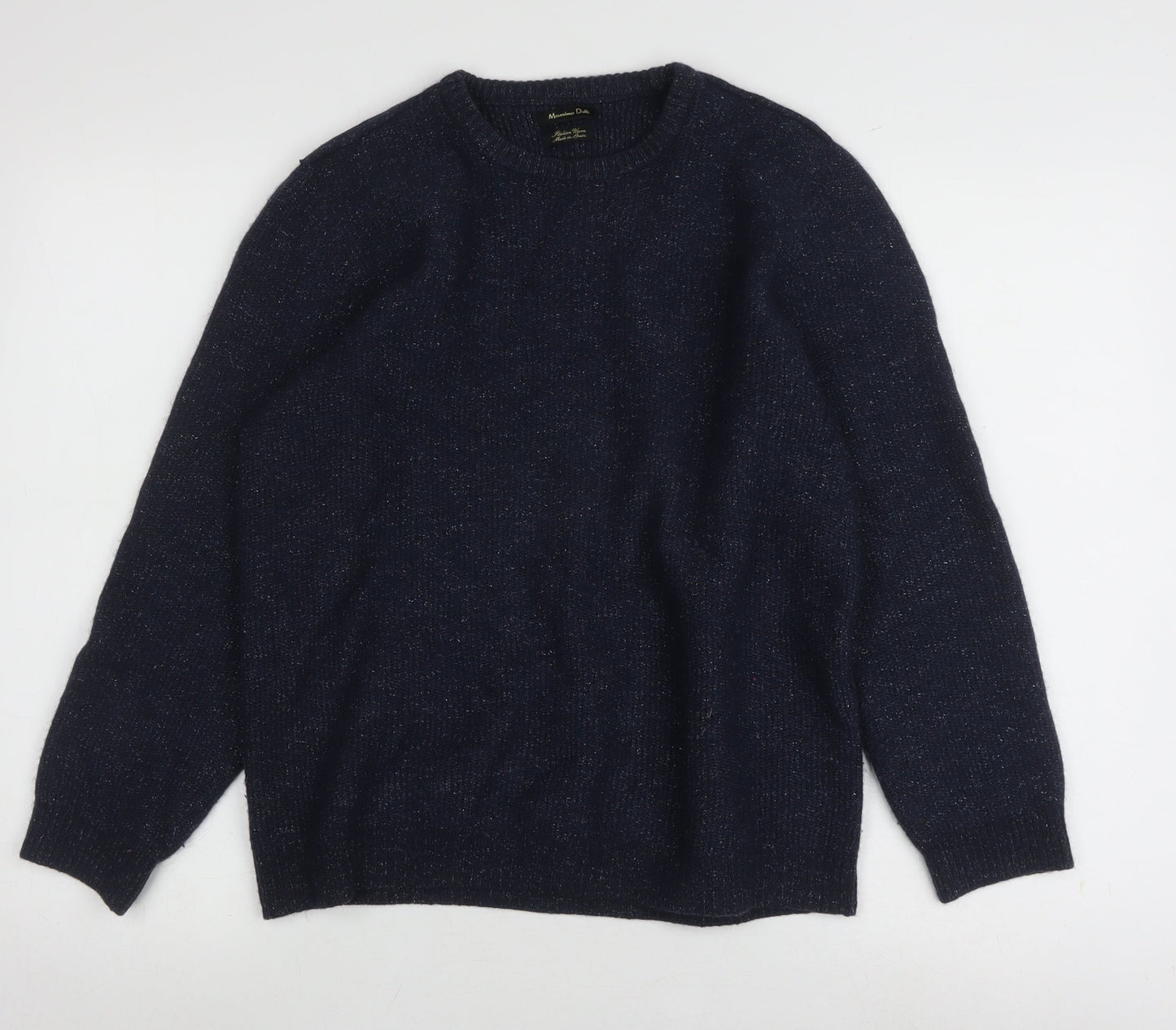 Massimo Dutti Men's Blue Wool Pullover Jumper Medium