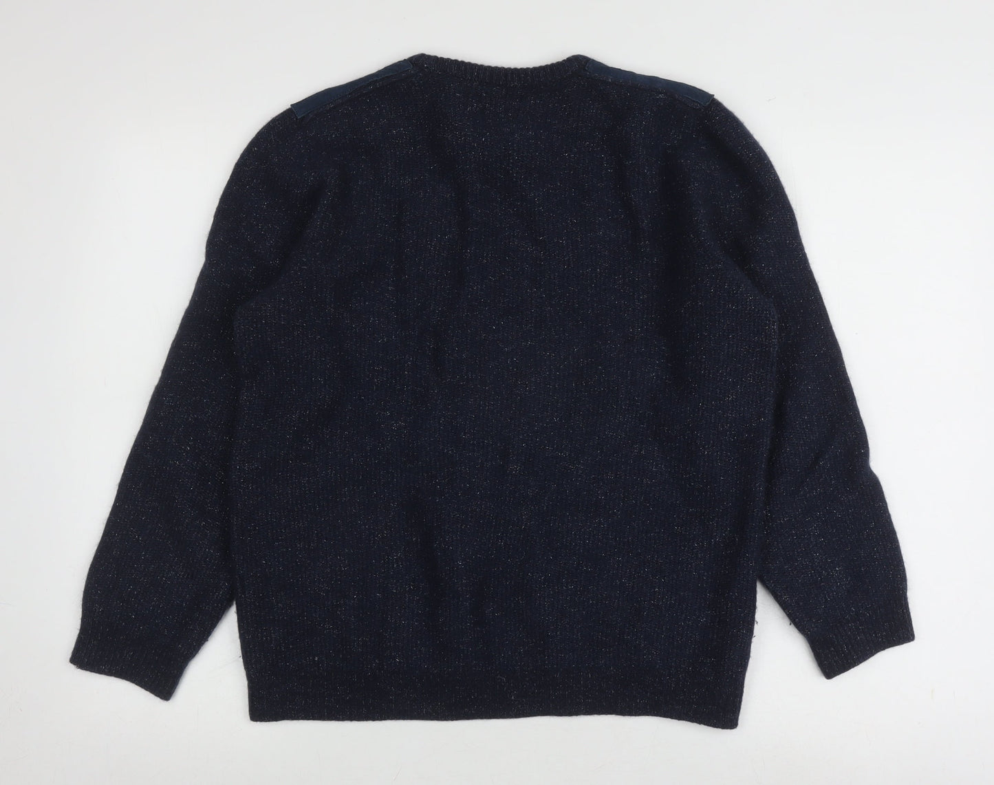 Massimo Dutti Men's Blue Wool Pullover Jumper Medium