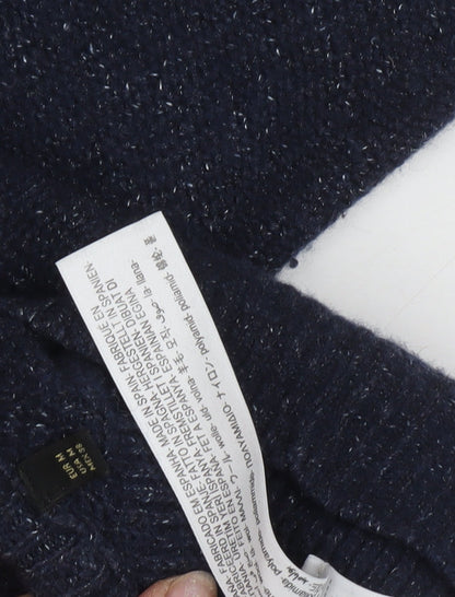 Massimo Dutti Men's Blue Wool Pullover Jumper Medium