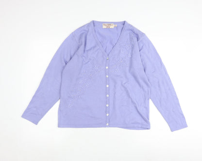 Womens UK Size M Honor Millburn Purple Cardigan Jumper