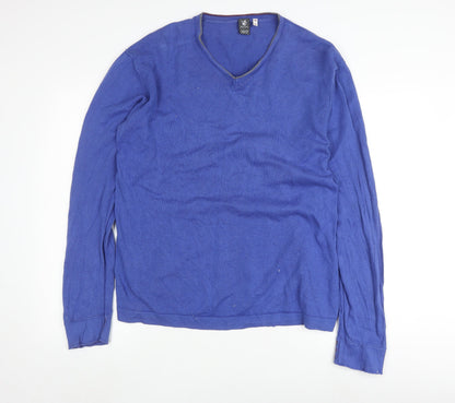 White Stuff Men's Blue Cotton Cashmere XL Pullover Jumper