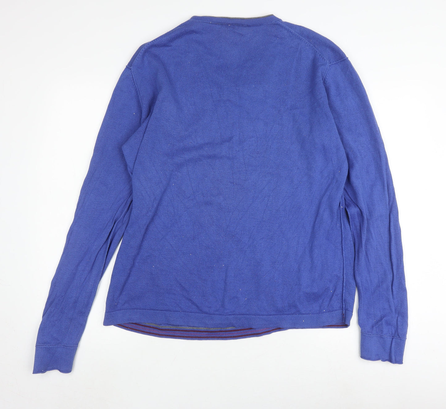 White Stuff Men's Blue Cotton Cashmere XL Pullover Jumper