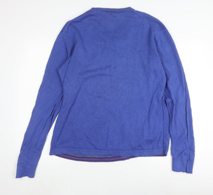 White Stuff Men's Blue Cotton Cashmere XL Pullover Jumper