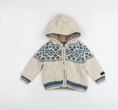 Ben Sherman Unisex Baby Hooded Knit Jacket Beige 6-12 Months