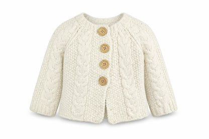 Mini Mode Ivory Wool Knit Cardigan, 9-12 Months
