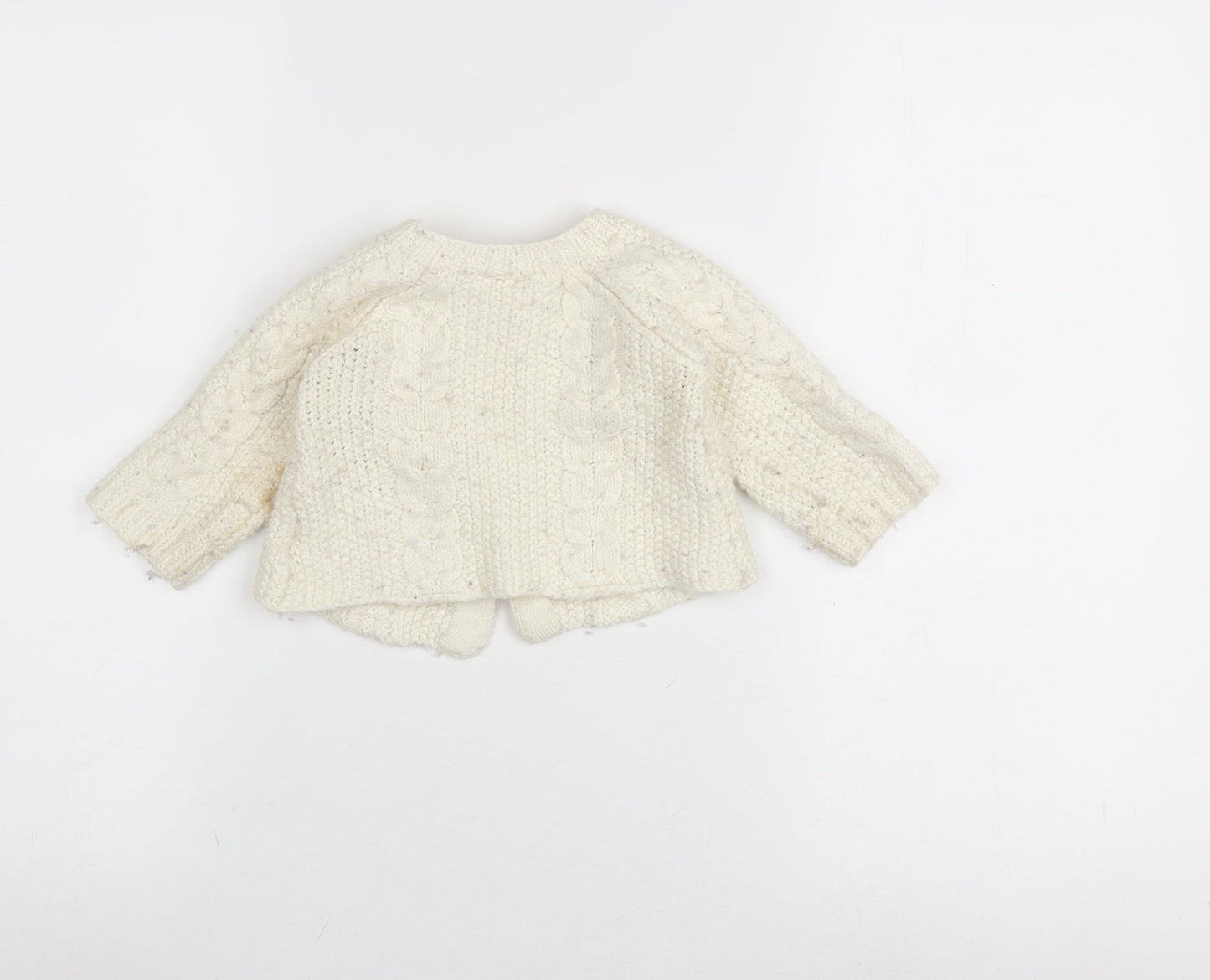 Mini Mode Ivory Wool Knit Cardigan, 9-12 Months
