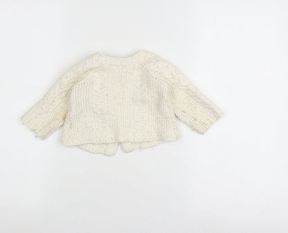 Mini Mode Ivory Wool Knit Cardigan, 9-12 Months