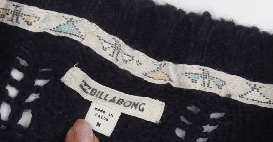 Billabong Women's Black Open-Knit Jumper, Size M