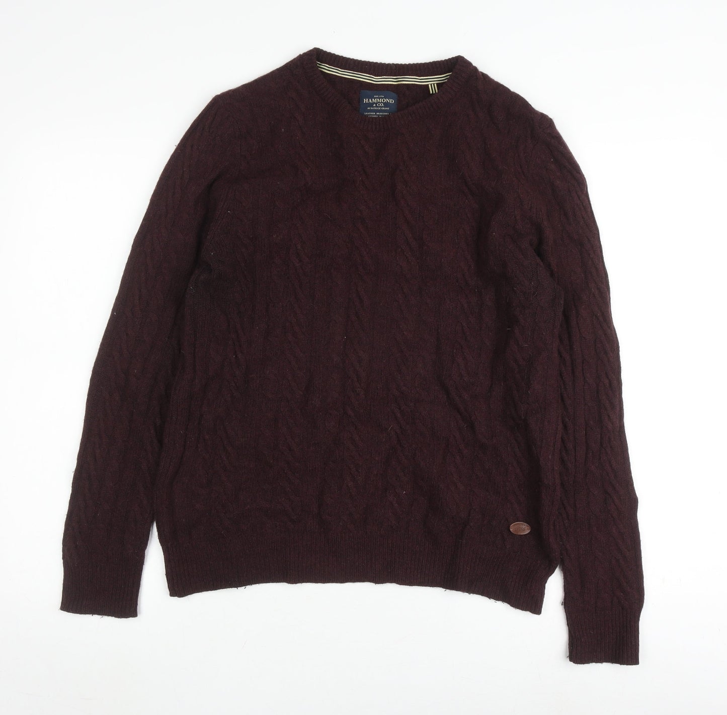 Hammond & Co. Men's Brown Medium Cable-Knit Pullover