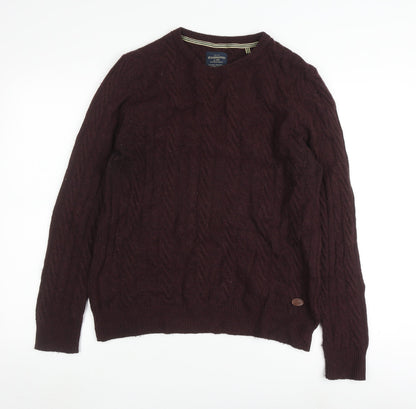 Hammond & Co. Men's Brown Medium Cable-Knit Pullover