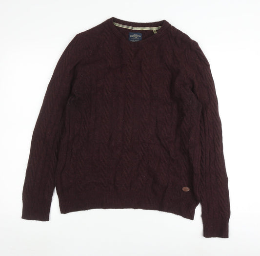 Hammond & Co. Men's Brown Medium Cable-Knit Pullover