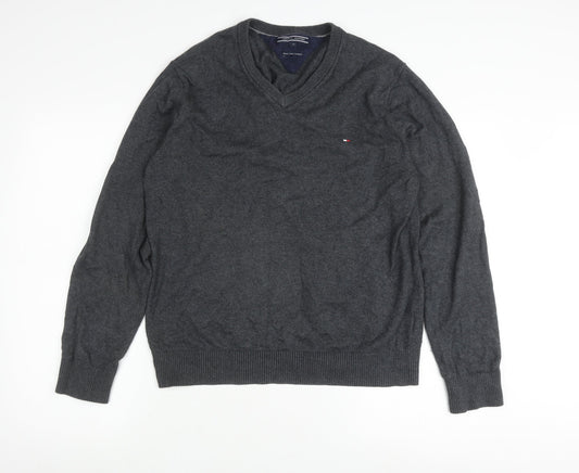Tommy Hilfiger Men's Grey V-Neck Pullover Jumper M