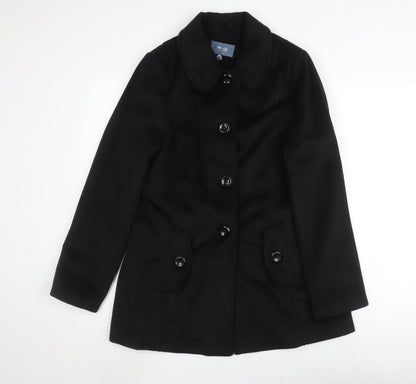 M&Co Women's Black Mid-Length Buttoned Coat Size 12