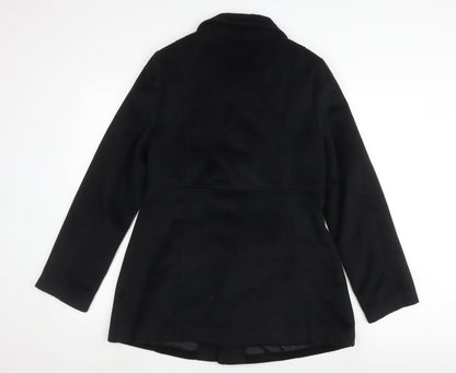 M&Co Women's Black Mid-Length Buttoned Coat Size 12