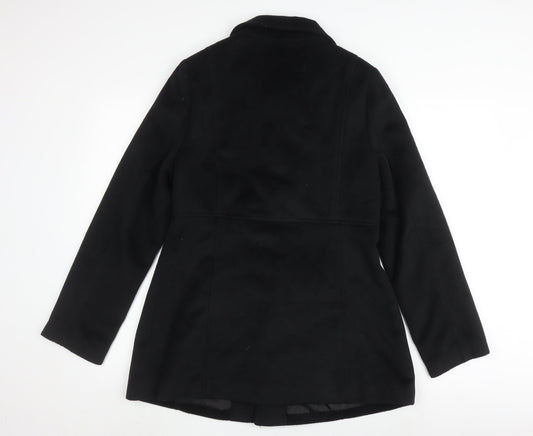 M&Co Women's Black Mid-Length Buttoned Coat Size 12