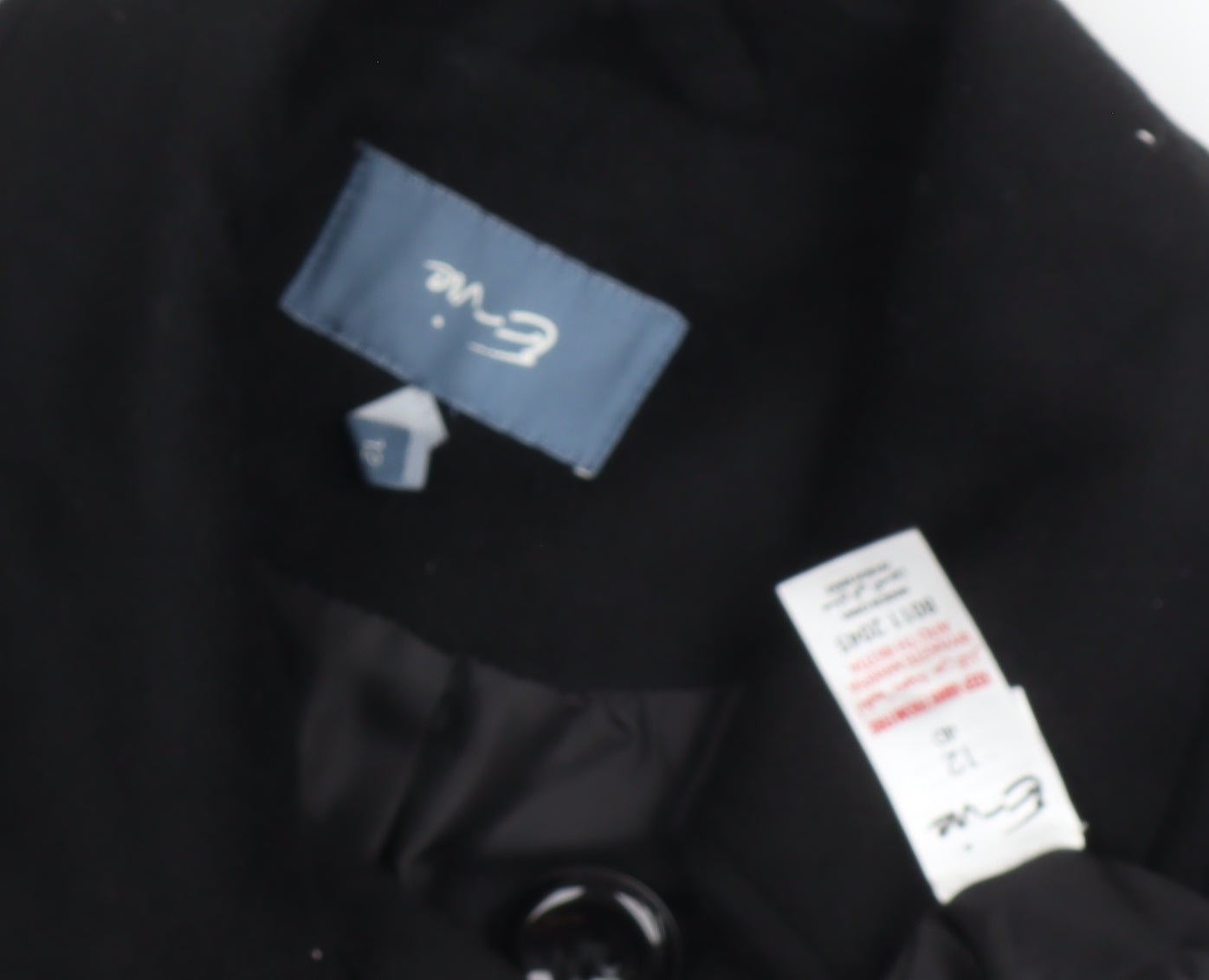 M&Co Women's Black Mid-Length Buttoned Coat Size 12