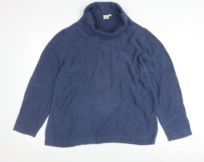 Cotton Traders Women's Blue Pullover Cowl Neck Jumper Size 18