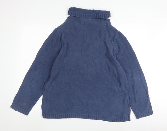 Cotton Traders Women's Blue Pullover Cowl Neck Jumper Size 18