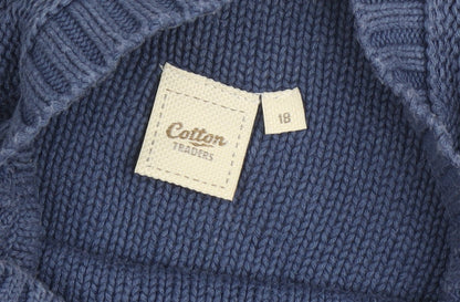 Cotton Traders Women's Blue Pullover Cowl Neck Jumper Size 18