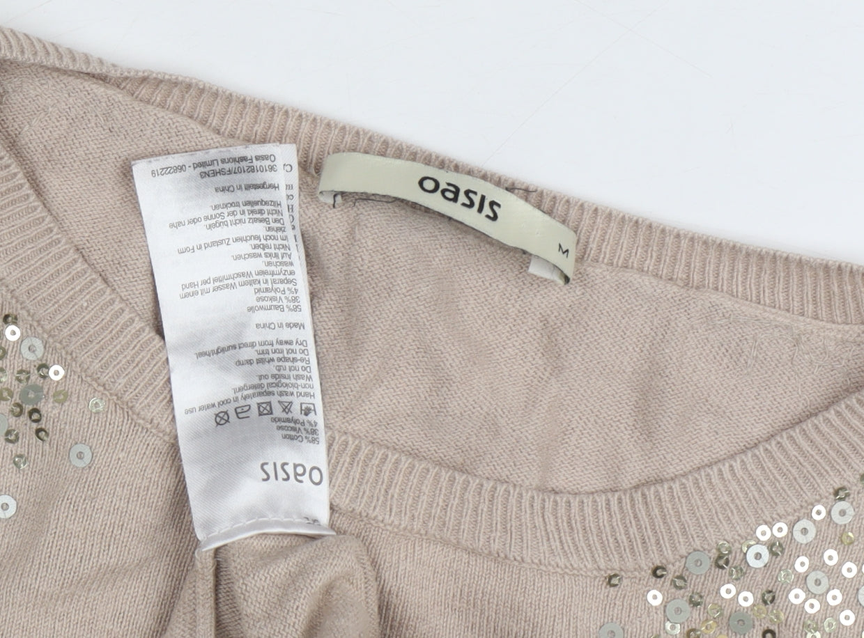 Womens UK Size M Oasis Beige Pullover Jumper