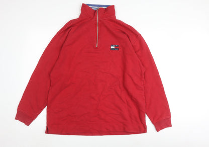 Tommy Hilfiger Men's Red 1/4 Zip Sweatshirt Size S