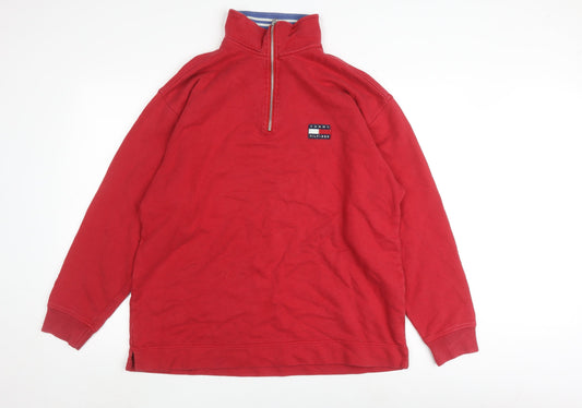 Tommy Hilfiger Men's Red 1/4 Zip Sweatshirt Size S